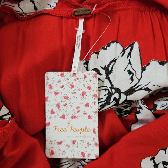 NEW Free People Rita Tiered Midi Dress Red Floral Size M - Picture 5 of 6
